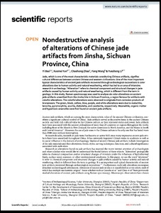 Nondestructive analysis of alterations of Chinese jade artifacts from Jinsha, Sichuan Province, China